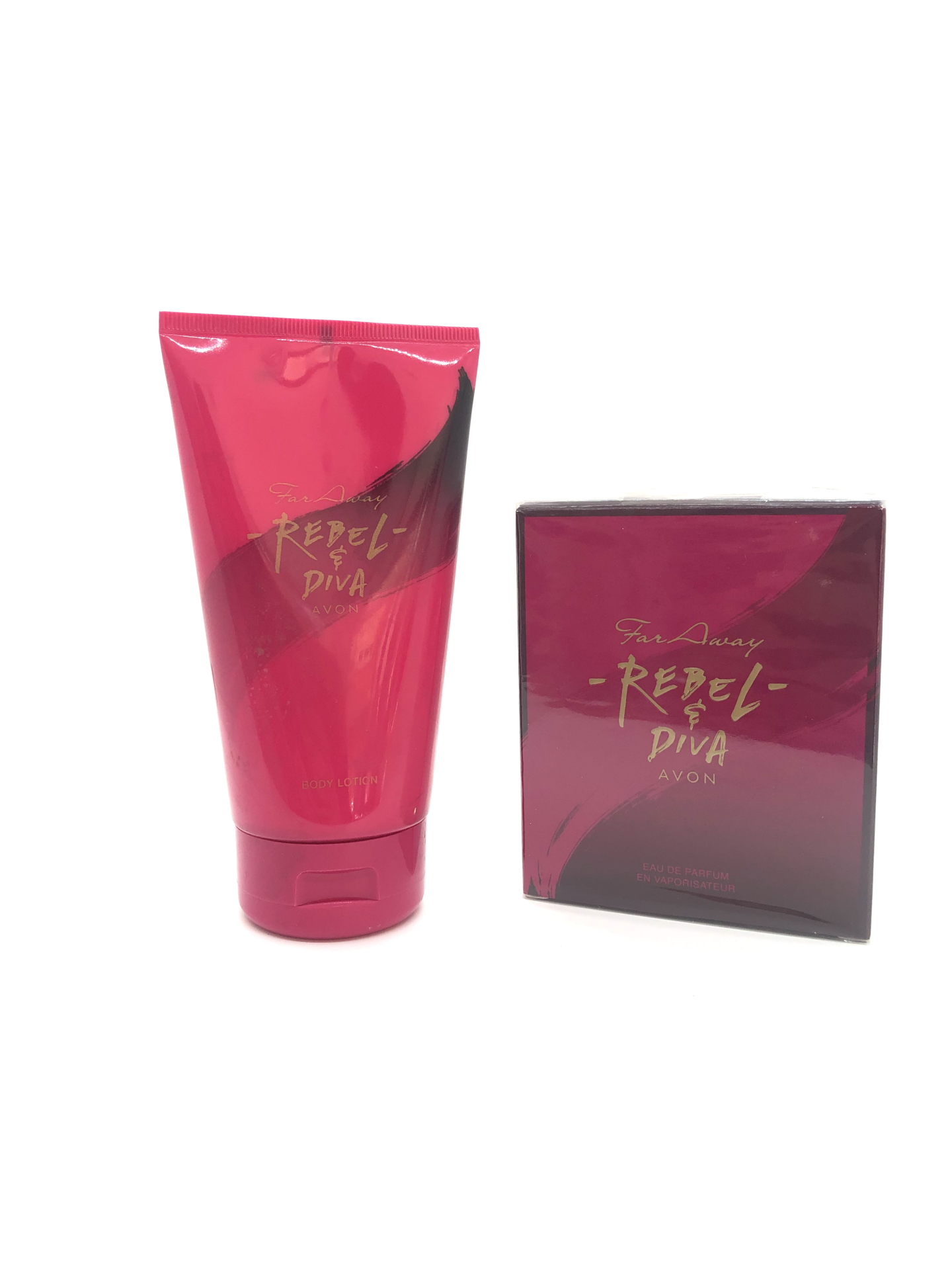 Avon Far Away Rebel & Diva pack perfume + body loción