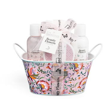 IDC INSTITUTE Cesta de Baño Beauty Flowers Tin Box