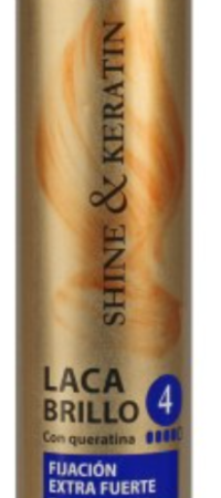 Laca brillo Shine & Keratin Fijación Extra Fuerte