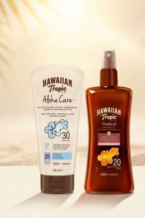 Pack Hawaiian Tropic Solar - Dry Spray Oil SPF 20 + Aloha Care 180 ml